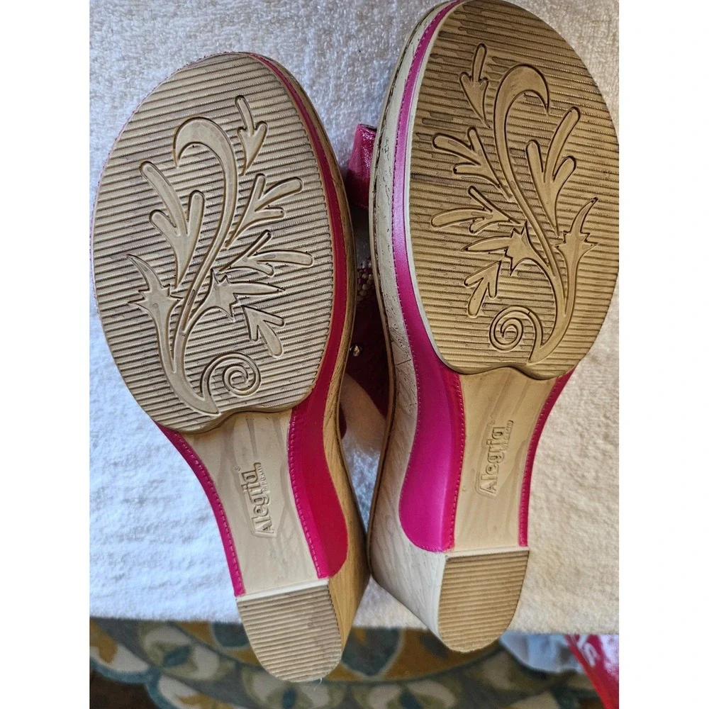 Alegria Lana Pink Leather Woven Wedge Slide Sandals Womens 42 LAN-105